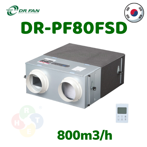 Thiết bị thông gió thu hồi nhiệt DR FAN 800m3/h DR-PF80FSD
