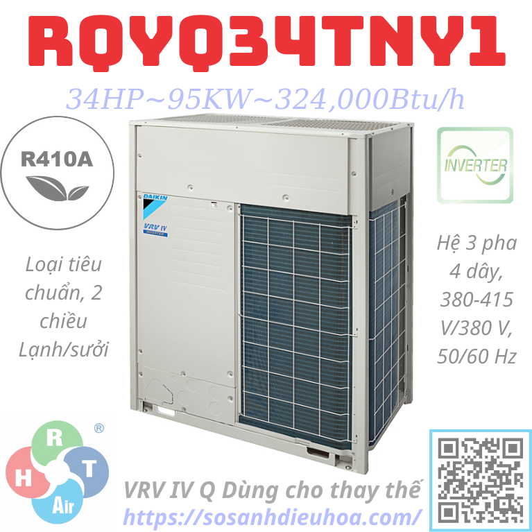 Dàn Nóng Daikin VRV IV Q series 2 Chiều 34HP RQYQ34TNY1 - HRT