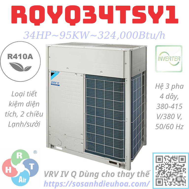 Dàn Nóng Daikin VRV IV Q series 2 Chiều 34HP RQYQ34TSY1 - HRT
