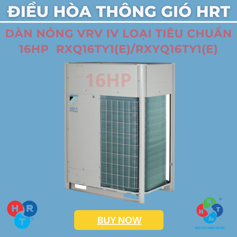Dàn Nóng VRV IV Loại Tiêu Chuẩn 16HP - RXQ16TY1(E)/RXYQ16TY1(E) là một hệ thống điều hòa không khí tiên tiến được sản xuất bởi Daikin - một tập đoàn công nghệ hàng đầu đến từ Nhật Bản. Dàn nóng này có khả năng cung cấp giải pháp làm lạnh và điều hòa không khí cho các không gian lớn và yêu cầu hiệu suất cao.