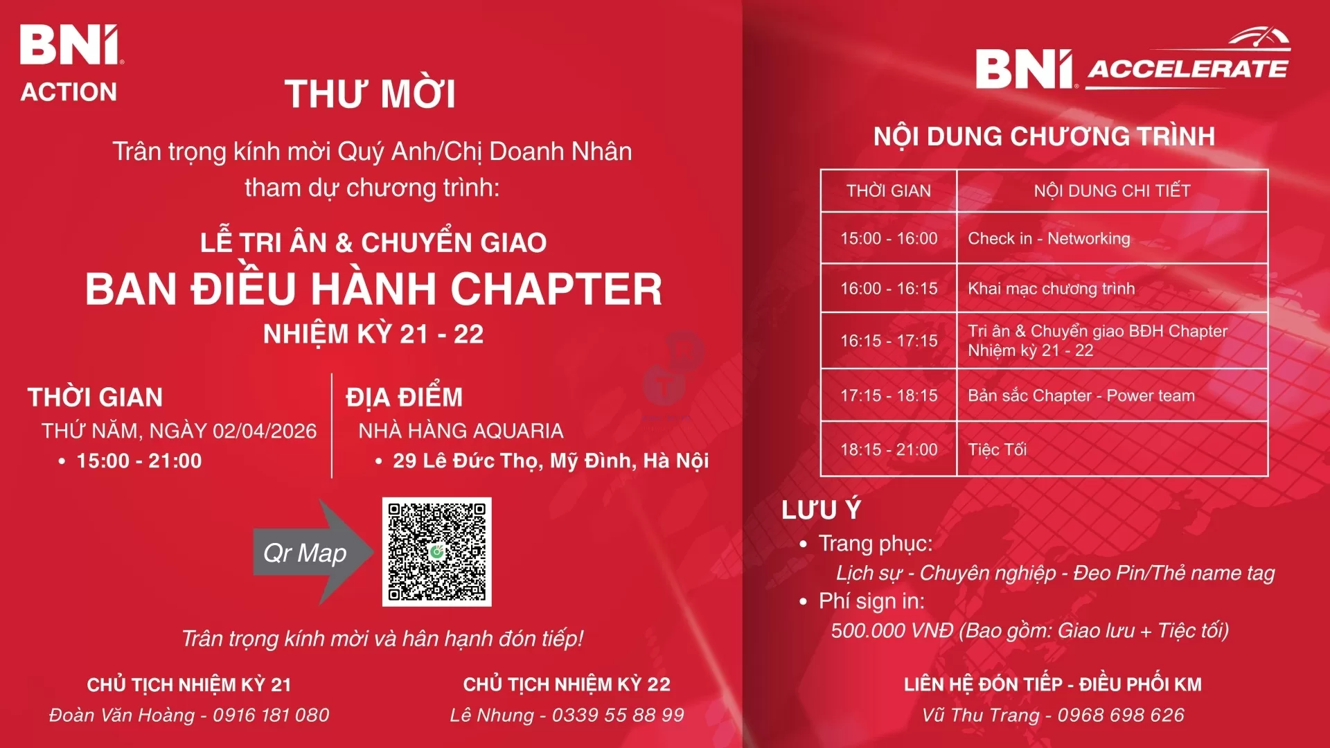 LỄ TRI ÂN & CHUYỂN GIAO BNI ACTION NK21-22